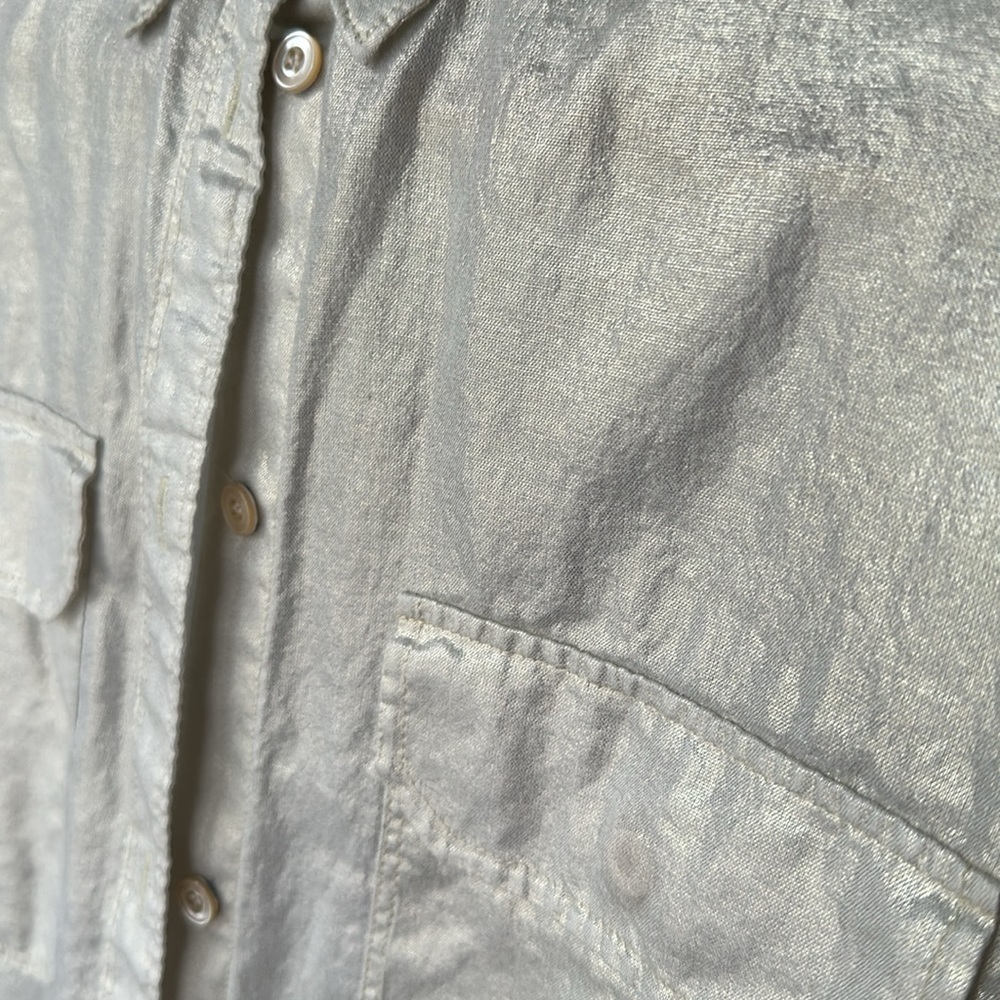 J. Crew Cotton Button Down Soft Gold Metallic Ivo… - image 1